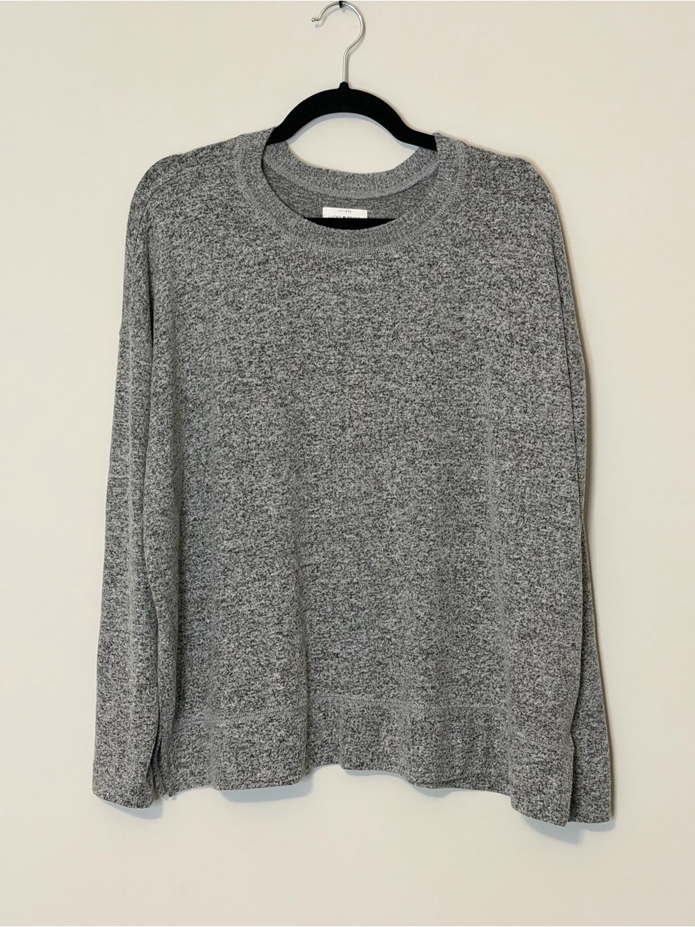 Lucky Brand Women’s XL Gray Marled Soft Knit Crewneck Sweater Side Slit